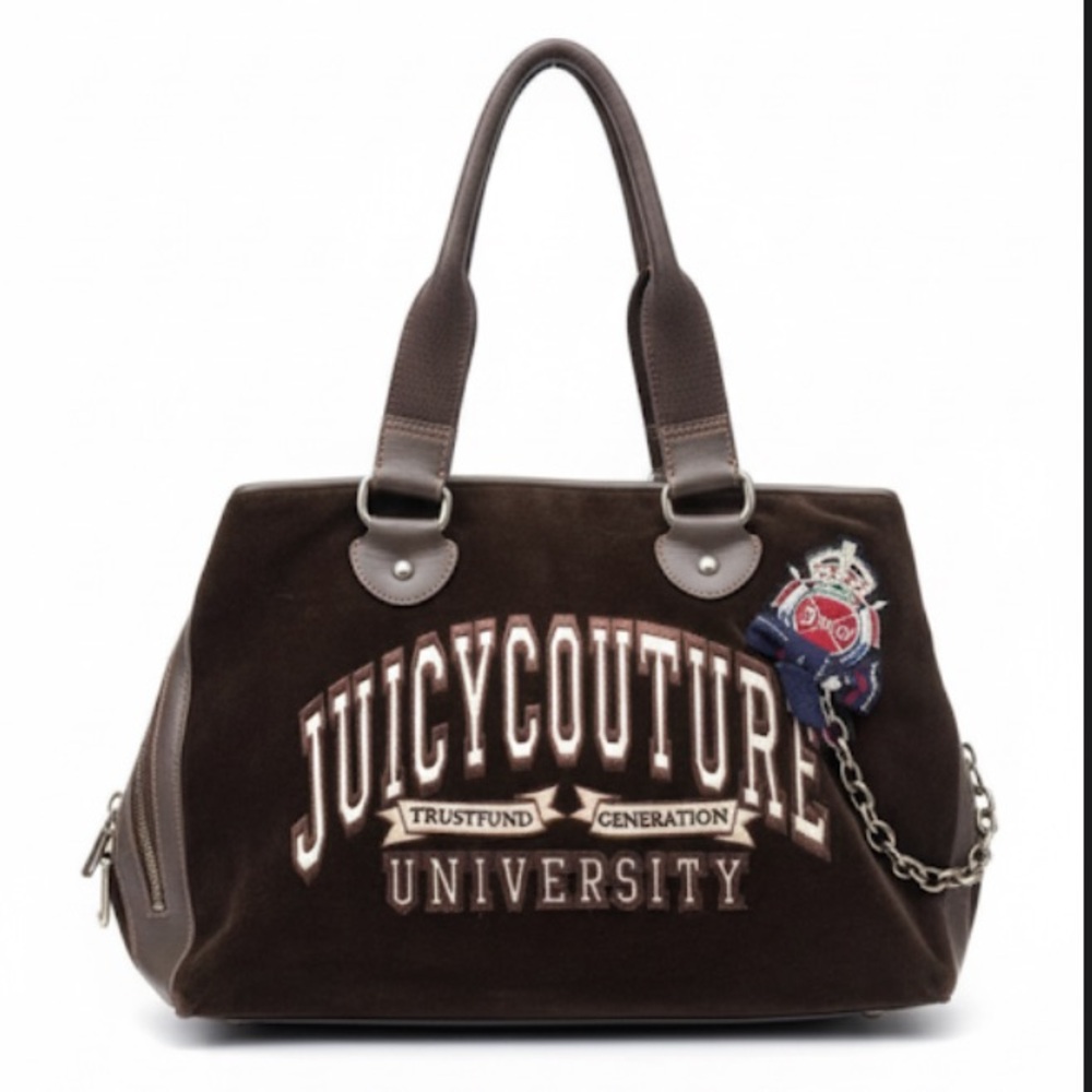 Vintage Juicy Couture Brown Velour XL Weekender Bag Y2K McBling